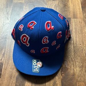 Atlanta Braves American Needle Fitted Hat  Blue Red a Size 8